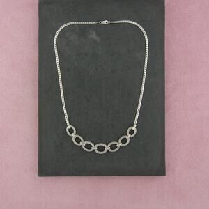 zales sterling silver diamond accent oval link necklace size 17in